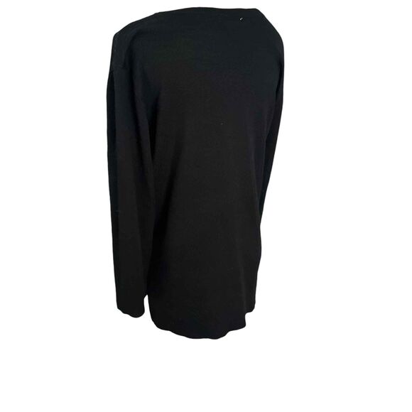 Fate Black Womens Sweater Long Sleeve Color Blocked Cuffs Boat Neck Medium - Picture 4 of 15